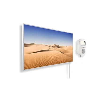 Immagine di Riscaldatore a infrarossi Könighaus 800 Watt + termostato smart e APP una stufetta elettrica basso consumo Cornice bianca (12. Deserto)