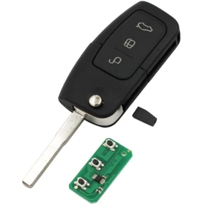Immagine di Guscio Chiave auto a distanza Controllo remoto telecomando radiocomando portachiavi per ASK 433MHz Keyless Entry Remote Key Fob Ford Focus Mondeo C Max S Galaxy Fiesta 4D63chip 80bit