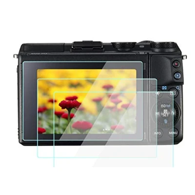 Immagine di Komet Pellicola protettiva in vetro temperato per Canon EOS M3, M5, M10, 9H, anti bolle, antigraffio, impronte, ultra trasparente, confezione da 3