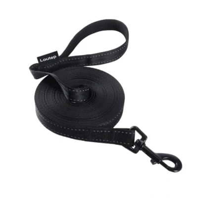 Immagine di Loutep guinzaglio riflettente per cani da 3 m, 5 10 15 20 25 30 corda in nylon resistente, extra lungo con manico imbottito, richiamo cuccioli di taglia grande, media