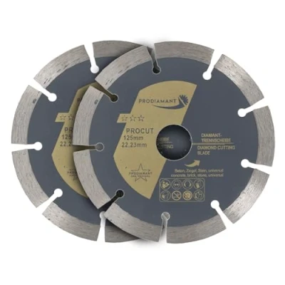 Immagine di PRODIAMANT Set 2x Disco diamantato 125 mm x 22,2 da taglio universale per cemento, pietra e mattoni, segmento 10
