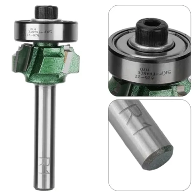 Immagine di FTVOGUE Trimmer Router Bit R1 / R2 R3 Fresa per lavorazione del legno 4 denti Taglierina macchina incisione (1/4 * R1)