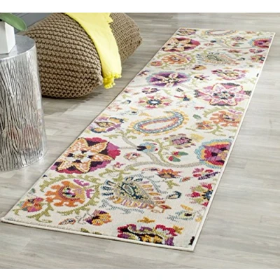 Immagine di SAFAVIEH Tappeto Boho per Soggiorno, Sala da pranzo, Camera letto Monaco Collection, A Pelo Corto, Avorio e Multi, 66 X 244 cm