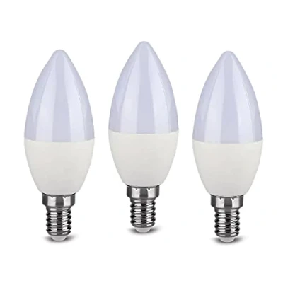 Immagine di 3 Pezzi Lampadine Led E14 Dimmerabile, 220V 5.5W=40W 470 Lumens, Forma Candela C37, Bianco Caldo Neutro Freddo (3000K)