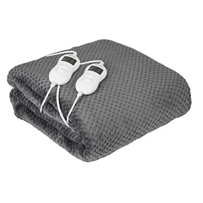 Immagine di CAMRY CR 7417 Riscaldatore Elettrico Doppio, 120 W, 8 Livelli di Temperatura, Timer, Lavabile, Protezione da surriscaldamento, Fodera in Pile, Grigio, 150 x 160 cm, Poliestere, Nero, L XL