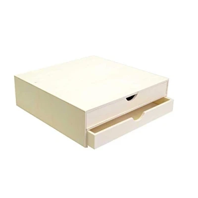Immagine di Artemio 14001908 Contenitore portaoggetti Chiuso con 2 cassetti di Legno,34,5 x 34 10 cm, Beige, 34.5 cm