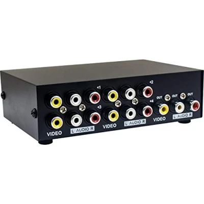 Immagine di Duttek Switch Audio Commutatore RCA AV 4 Porte Switcher in 1 Video Composito L/R Box per console di gioco DVD STB