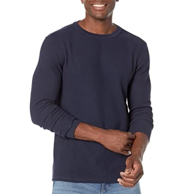 Immagine di Amazon Essentials Camicia a Nido D’Ape Maniche Lunghe Slim Uomo, Blu Marino, XS