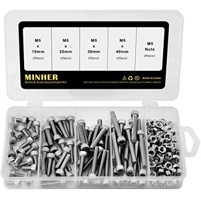 Immagine di M5 Viti a Testa Esagonale con Esagono Incassato in Acciaio Inossidabile 304 Kit di Bullone e Dadi 10mm 20mm 30mm 40mm
