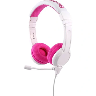 Immagine di onanoff BuddyPhones® Bambini Cuffie On Ear via cavo Rosa limitazione del volume, pieghevole, headset con microfono, Resistente al sudore