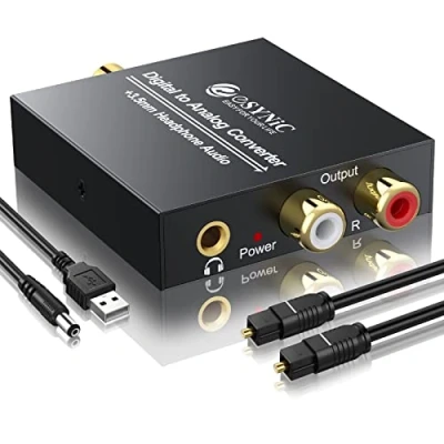 Immagine di ESYNiC 192KHz DAC Convertitore Ottico RCA Digitale ad Analogico Adattatore Audio Coaxial Toslink SPDIF a L/R Jack 3.5mm per Cuffie PS3 HDTV Blu RAY DVD Sky HD Fire TV Box