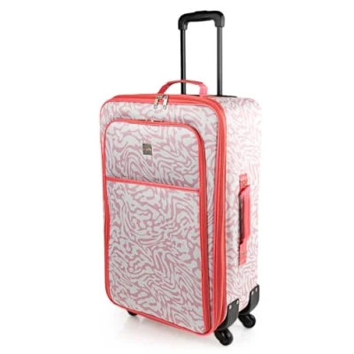 Immagine di ITACA Valigia Media da Viaggio Morbido. Allungabile Trolley Medio con 4 Ruote. Resistente e Super Leggero Robusta Valigie in Chiusura a Combinazione, Beige Corallo