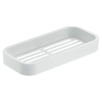 Immagine di Gedy Bianco, Outline Bagno Rettangolare, Misure: 3X24,1X11 CM &amp; 1,088 kg, Portaoggetti in Ottone, Cromall, resine termoplastiche, Acciaio Inox, Design Simone Micheli, 15 Anni di Garanzia, 24,1x 11x 3