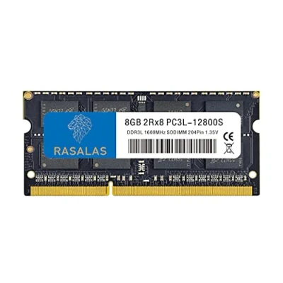 Immagine di Rasalas 8 GB DDR3 1600 MHz Sodimm ram, 8gb 2RX8 PC3L 12800S 204PIN Memoria, Non ECC Unbuffered 1.35 V CL11 Dual Rank per notebook Laptop DDR3L RAM PC3