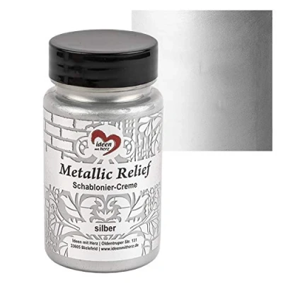 Immagine di Ideen mit Herz Crema per stencil in rilievo, pasta strutturale fine, stencil, 90 ml, a base d&#039;acqua (argento)