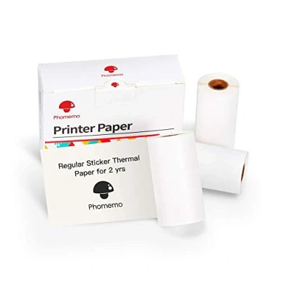 Immagine di Phomemo M02/M02Pro/M02S/M03/M03AS/M04S/M04AS Carta della Stampante, Bianca per Autoadesiva, 3 Rotolo