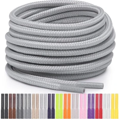 Immagine di Miscly Lacci Rotondi per Scarpe, Sneaker e Stivali, Disponibili in Diverse Lunghezze Colori (Grigio Chiaro, 69 cm)