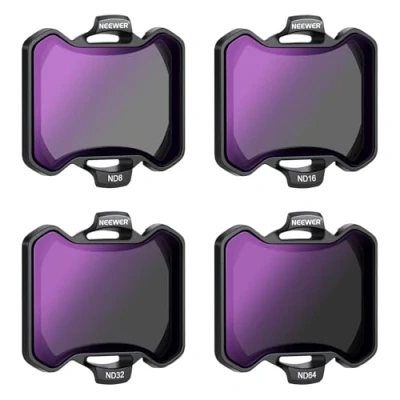 Immagine di NEEWER Filtri a Densità Neutra da 4pz Compatibili con DJI Avata 2, Accessori per Drone di Filtro ND8/ND16/ND32/ND64, Vetro HD Rivestimento Doppio Lato; non Interferiscono il Copriobiettivo