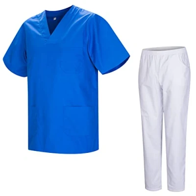 Immagine di MISEMIYA Uniformi Unisex Set Camice Uniforme Medica con Maglia e Pantaloni Mediche sanitarie 817 8312 BLANCO X Small, Blue Royal