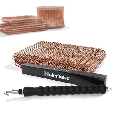Immagine di Heimfleiss® tiralegacci + Legacci ramati 1,0 x 100 160 mm (250 pezzi) Set di alta qualità &amp; per chiusura sacchi Tendi occhiellati