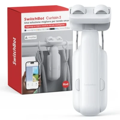 Immagine di SwitchBot Apri Tende Intelligente Telecomando Bluetooth con App/Timer, Aggiornamento delle Prestazioni, Aggiungi Hub per farlo funzionare Alexa, Google Home, HomeKit (Curtain 3, Rod)