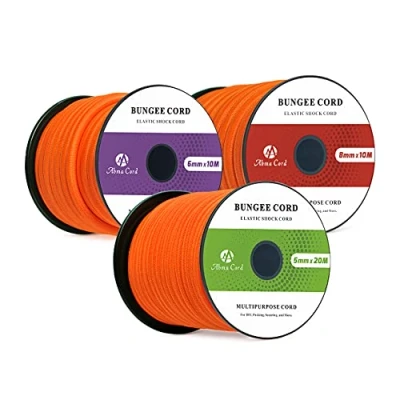 Immagine di Abma Cord Corda Elastica 8mm 10M di Gomma Cavo Elastico Marino per Teloni, Tende e Bagagli Arancia
