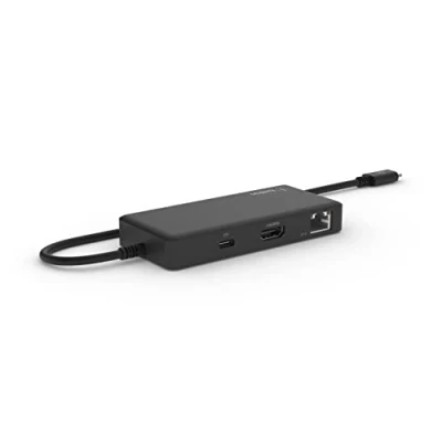 Immagine di Belkin Adattatore hub multiporta 5 in 1 ottimizzato per Chromebook con porta HDMI 4K A 60 Hz, USB C Power Delivery da 86 W, Gigabit Ethernet, 2 Gen 1, design ridotto, portatile e compatto