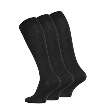 Immagine di VCA Calze al ginocchio da uomo (3 paio) in cotone con elastico confortevole, Nero , 39 42