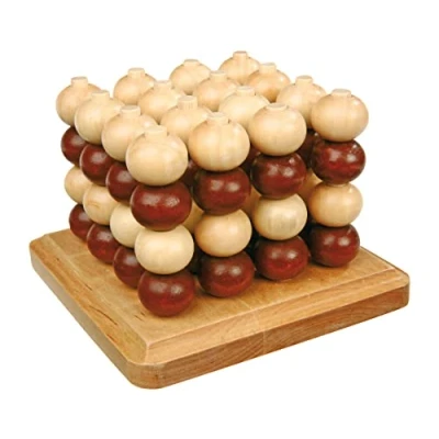 Immagine di small foot 4462 Tic Tac Toe punta di legno in 3D, gioco da tavolo strategico su più livelli per due persone, 5 anni poi
