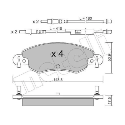 Immagine di METELLI 22 0330 0 Kit pastiglie freno Con contatto segnalazione usura CITROËN: C5 I Station Wagon, Hatchback, II Hatchback
