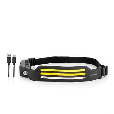 Immagine di InnovaGoods Torcia Frontale LED Ricaricabile 90 LED, 10 Modalità di Illuminazione, Sensore On/Off ad Induzione, Multiuso per Campeggio, Pesca e Running, Regolabile Antiscivolo, Multicolore, ABS