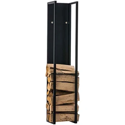 Immagine di CLP Scaffale Legnaia Per Camino Spark I Portalegna Interno Caminetto Legna Verticale, Colore:nero opaco, Dimensione:80 cm