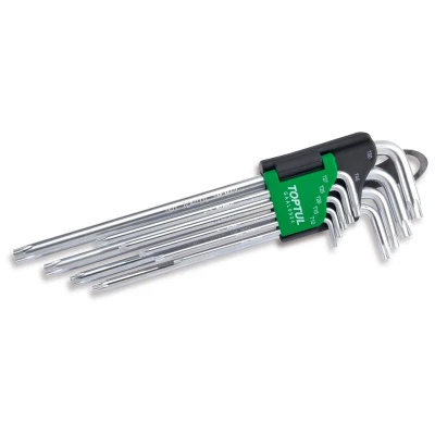 Immagine di Set di chiavi per perni TORX TOPTUL 9Stk T10 T15 T20 T25 T27 T40 T45 T50 extra lang