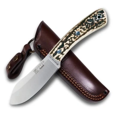 Immagine di joker Coltello da caccia CC136, con manico in staghorn 11,5 cm, lama 10,5 include un fodero. di J.Sabater. per attività Pesca, l&#039;Escursionismo, Il Campeggio