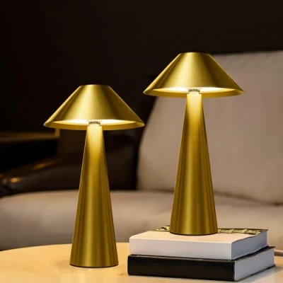 Immagine di Lalavon Lampada da Tavolo Ricaricabile, 4000mAh Scrivania Senza Fili con Controllo Touch, 3 Modalità di Colore, Dimmerabile 3000K/4000K/6000K, USB C, IP54, 2 Pezzi(Dorato)