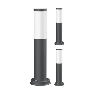 Immagine di ledscom.de 3 pz. bitta luminosa PORU per esterni, IP44, 39cm, antracite, incl. lampada E27 471lm, bianco extra caldo
