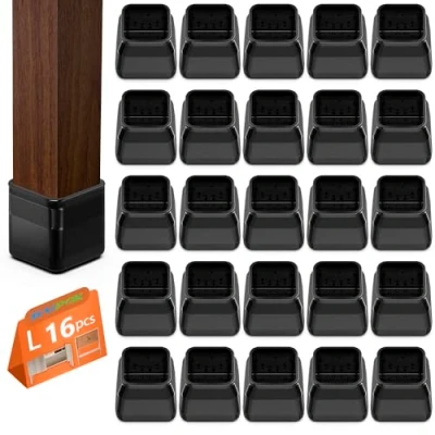 Immagine di 16 Pezzi Feltrini per Sedie Quadrati, Gommini in Silicone con Feltro, Elastiche Protezione Gambe Delle Antigraffio (Fit:22 30mm)