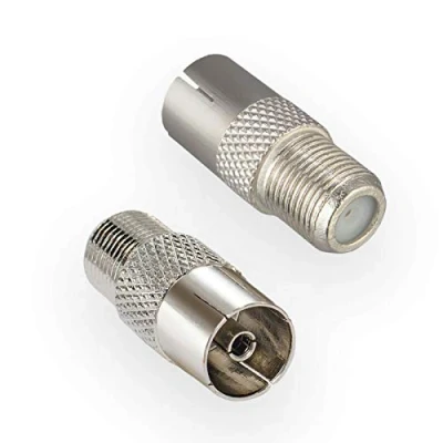 Immagine di HB DIGITAL 1x Adattatore antenna SAT: presa F (satellite DVB S/S2 femmina) a IEC (TV via cavo C, terrestre T2 Connettore TV coassiale nichelato