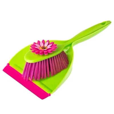 Immagine di VIGAR Flower Power Set Paletta e Spazzola, ABS, Polipropilene, Rosa/Verde, 35 x 6 cm