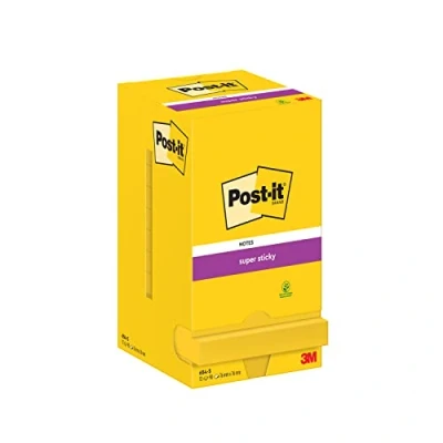 Immagine di Post it Foglietti Super Sticky, Collezione Cosmic, Confezione da 12 blocchetti, 90 Fogli Per blocco, 76 x mm, Giallo Ultra, Ultragiallo, Appunti, Elenchi &amp; Promemoria