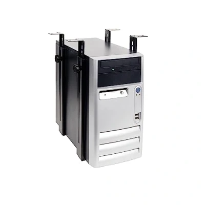 Immagine di Dataflex Viewgo supporto Computer Scrivania 183 Nero, staffa di sospensione per PC in acciaio regolabile, sotto la scrivania, montaggio orizzontale e verticale con capacità 35 kg