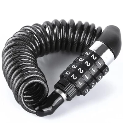 Immagine di 1 Pezzi Lucchetto Bici,Lucchetto Bici Combinazione,Lucchetto Combinazione con Combinazione,per Biciclette,Moto,Scooter e Passeggini,Può Essere Esteso Fino a 150 Centimetri(Nero)