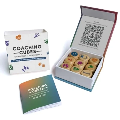 Immagine di metaFox Coaching cubes for Emotional Intelligence 9 with Questions Emotion, Personal Development Use as Therapy Tools, Story Cubes, Conversation Games