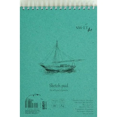 Immagine di SMLT EB 120TS Blocco per schizzi Authentic Line, formato A4, 80 gsm, 120 fogli perforati, copertina riciclata e spirale doppia