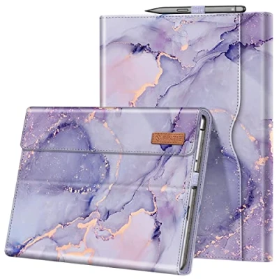 Immagine di FINTIE Custodia per Microsoft Surface Pro 8 13 Pollici 2021 [Multi angli] Portfolio Business Cover con Tasca e Stylus Holder, Compatibile Tastiera Type, Lilla Marble