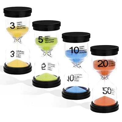 Immagine di XCOZU Clessidra a Sabbia, 4 Colori Denti per Bambini, 3 Minuti 5 10 20 Classe/Gioco/Casa/Ufficio