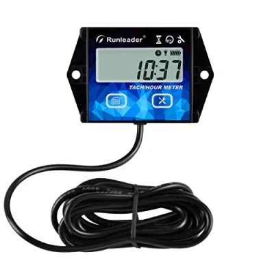 Immagine di Runleader digitale Contagiri Avviso RPM,display retroilluminato,batteria sostituibile per piccolo motore a gas 2/4 tempi,utilizzato su motosega motoslitta ATV con generatore di tosaerba.
