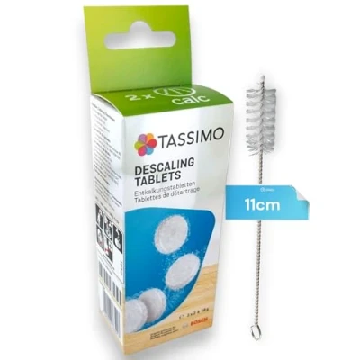 Immagine di DL Pro 4 pastiglie anticalcare per 2 applicazioni Bosch Tassimo 311909 TCZ6004 macchine da caffè con spazzola di pulizia