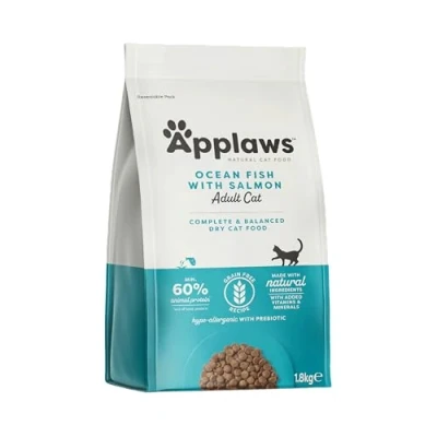 Immagine di Applaws Alimenti completi per gatti adulti secchi e senza cereali di Applaws, pesce dell&#039;oceano con salmone sacchetto richiudibile da 1,8 kg