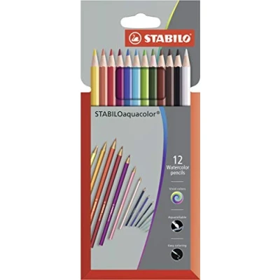 Immagine di Matita colorata acquarellabile STABILOaquacolor Astuccio da 12 Grey Design Colori assortiti